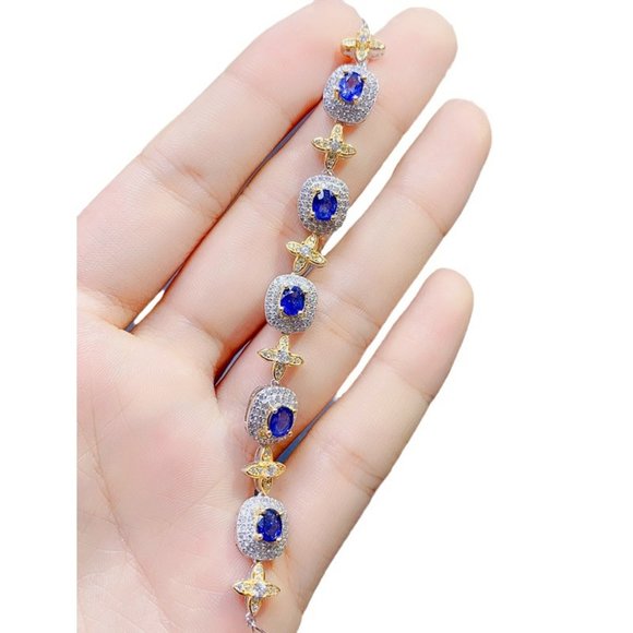 NEW 925 STERLING NATURAL BLUE SAPPHIRE BRACELET - Picture 4 of 5